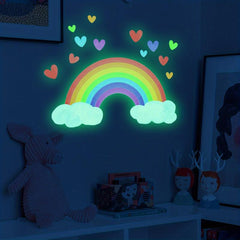 14pcs Kids Luminous Rainbow Clouds Love Wall Stickers Self-adhesive Decorative