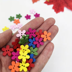 50pc Natural Wooden Flower Buttons for DIY Sewing Projects