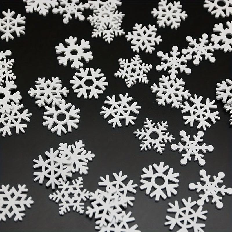 50pcs 3 1 38in Wooden Snowflake Shapes for DIY Painting and Decoration