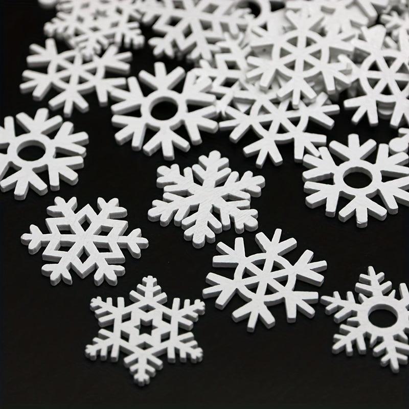 50pcs 3 1 38in Wooden Snowflake Shapes for DIY Painting and Decoration