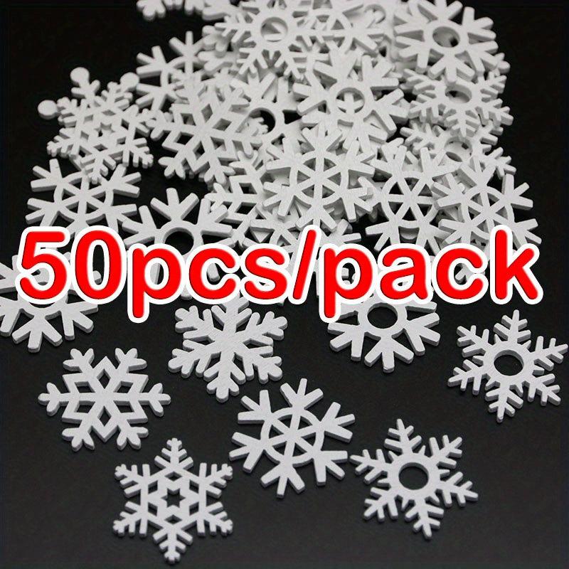 50pcs 3 1 38in Wooden Snowflake Shapes for DIY Painting and Decoration