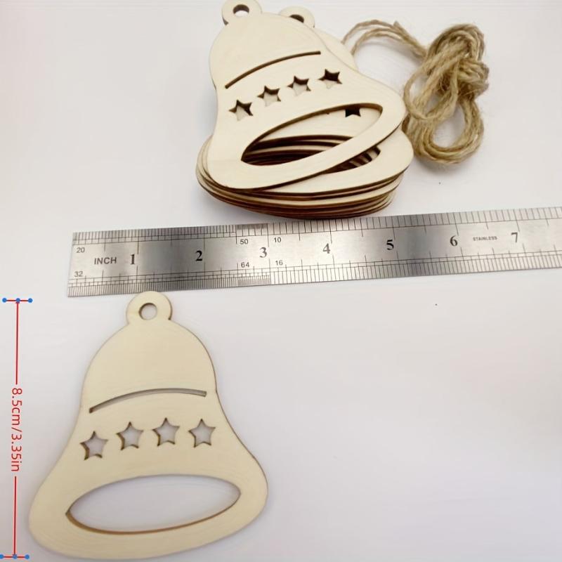 10pcs Christmas Bells Wooden Decorations DIY Unfinished Natural Wood Chips