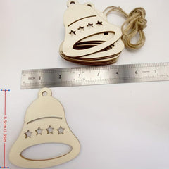 10pcs Christmas Bells Wooden Decorations DIY Unfinished Natural Wood Chips