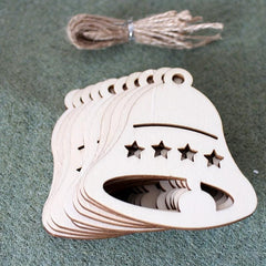 10pcs Christmas Bells Wooden Decorations DIY Unfinished Natural Wood Chips