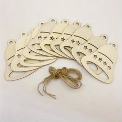 10pcs Christmas Bells Wooden Decorations DIY Unfinished Natural Wood Chips