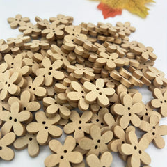 100pcs Wooden Flower Buttons Bracelet Jewelry Sunflowers DIY Accessory