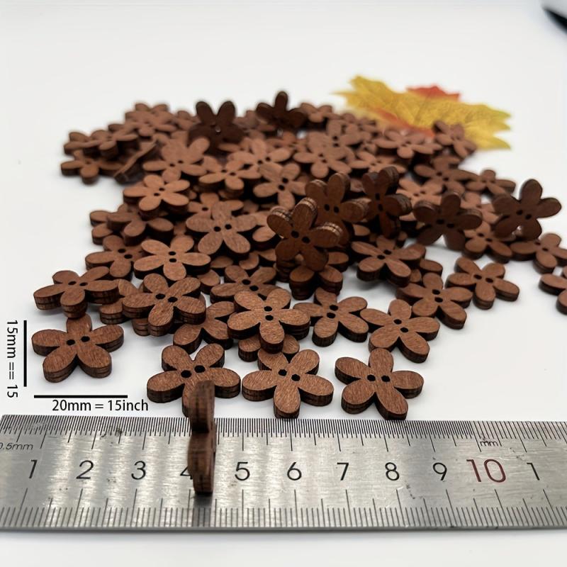 100pcs Wooden Flower Buttons Bracelet Jewelry Sunflowers DIY Accessory