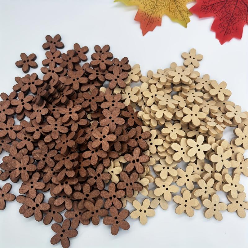 100pcs Wooden Flower Buttons Bracelet Jewelry Sunflowers DIY Accessory