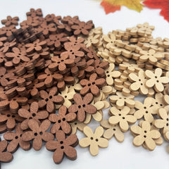 100pcs Wooden Flower Buttons Bracelet Jewelry Sunflowers DIY Accessory