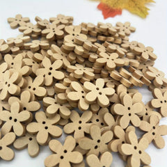 100pcs Wooden Flower Buttons Bracelet Jewelry Sunflowers DIY Accessory