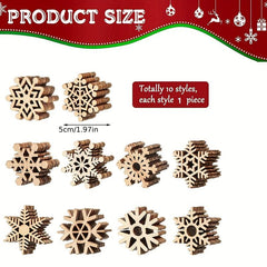 10pcs Unfinished Wooden Christmas Tree Snowflake Decoration Pendant DIY