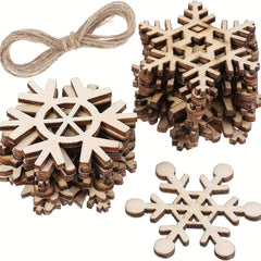 10pcs Unfinished Wooden Christmas Tree Snowflake Decoration Pendant DIY