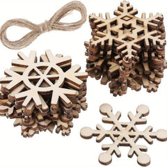 10pcs Unfinished Wooden Christmas Tree Snowflake Decoration Pendant DIY