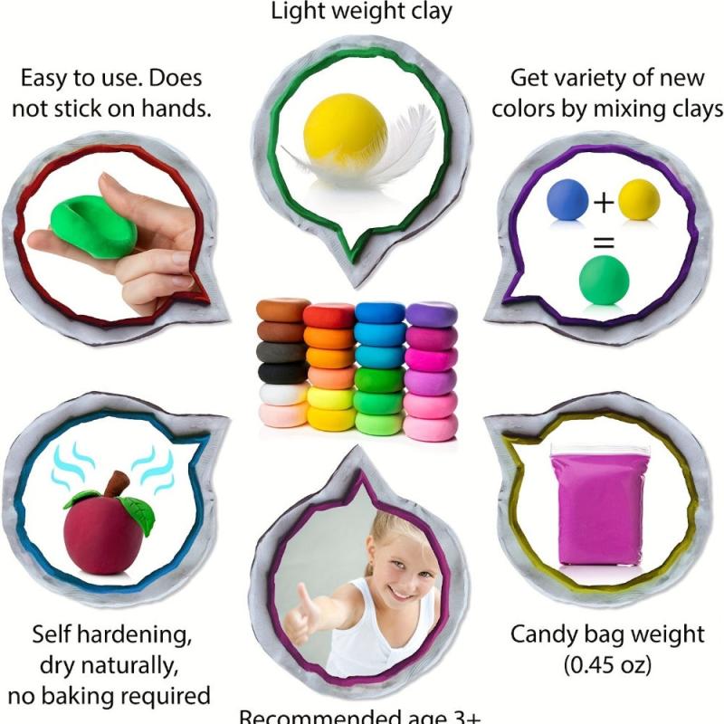 24 Air Dried Clay Magic Foam Set Great for Kids & Adults