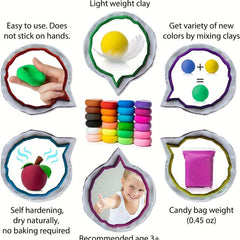 24 Air Dried Clay Magic Foam Set Great for Kids & Adults