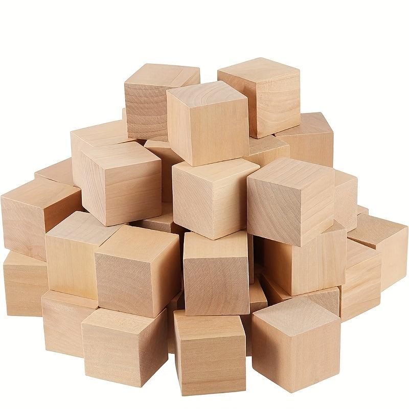 Unfinished Small Wooden Blocks Square Model DIY Puzzle Kids Toys