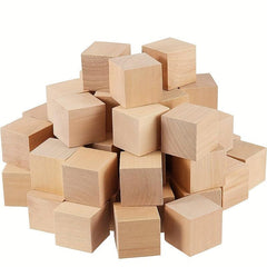 Unfinished Small Wooden Blocks Square Model DIY Puzzle Kids Toys