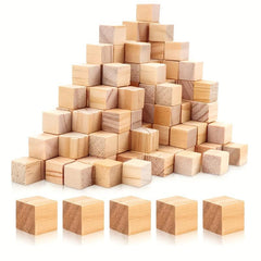 Unfinished Small Wooden Blocks Square Model DIY Puzzle Kids Toys