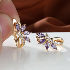 Marquise Cut Green Stone Leaf Clips Earrings