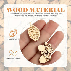 50pcs DIY Wooden Slice Animals And Plants Unfinished Wooden Slices
