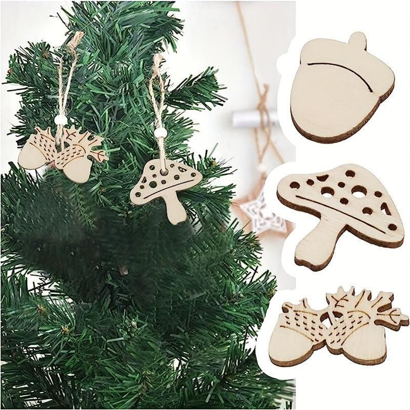 50pcs DIY Wooden Slice Animals And Plants Unfinished Wooden Slices