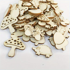 50pcs DIY Wooden Slice Animals And Plants Unfinished Wooden Slices