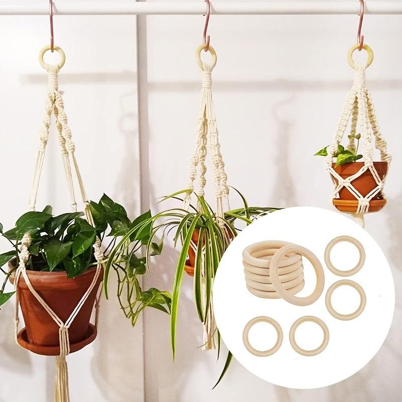 10pcs 70mm Unfinished Wooden Rings For Crafts - DIY Macrame Wooden Rings