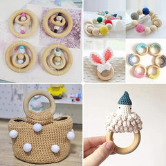 10pcs 70mm Unfinished Wooden Rings For Crafts - DIY Macrame Wooden Rings