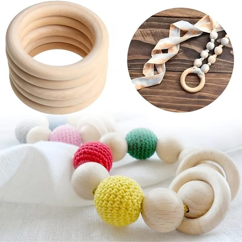 10pcs 70mm Unfinished Wooden Rings For Crafts - DIY Macrame Wooden Rings
