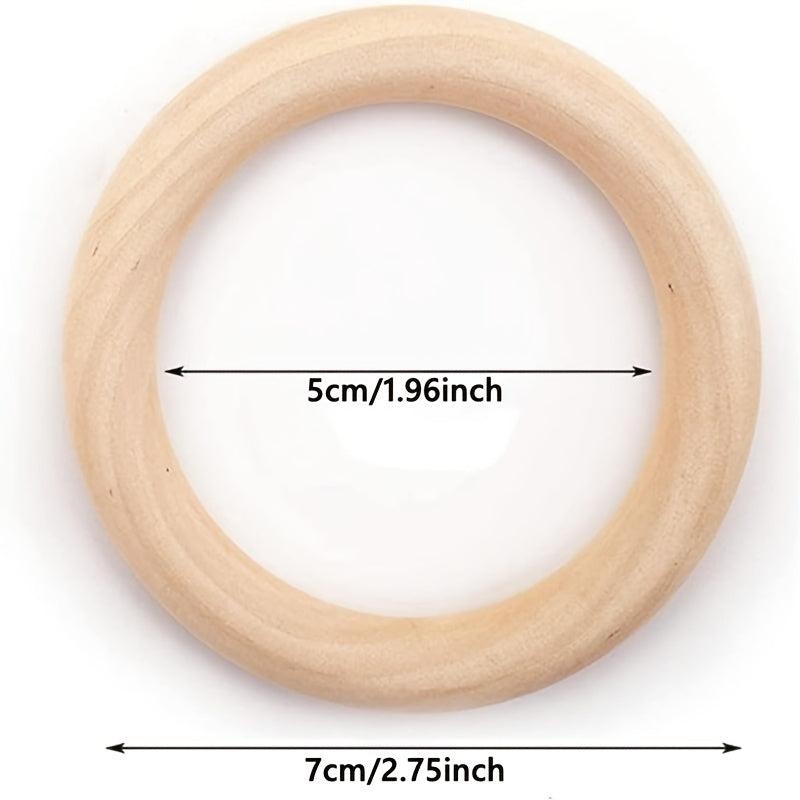 10pcs 70mm Unfinished Wooden Rings For Crafts - DIY Macrame Wooden Rings