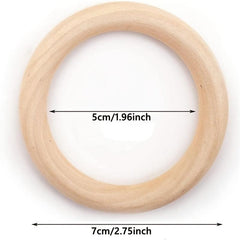 10pcs 70mm Unfinished Wooden Rings For Crafts - DIY Macrame Wooden Rings