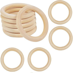 10pcs 70mm Unfinished Wooden Rings For Crafts - DIY Macrame Wooden Rings