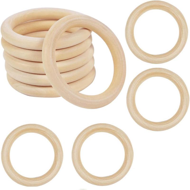 10pcs 70mm Unfinished Wooden Rings For Crafts - DIY Macrame Wooden Rings