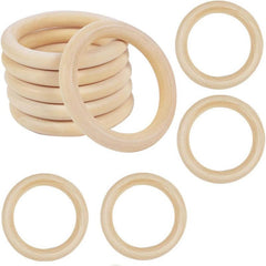 10pcs 70mm Unfinished Wooden Rings For Crafts - DIY Macrame Wooden Rings