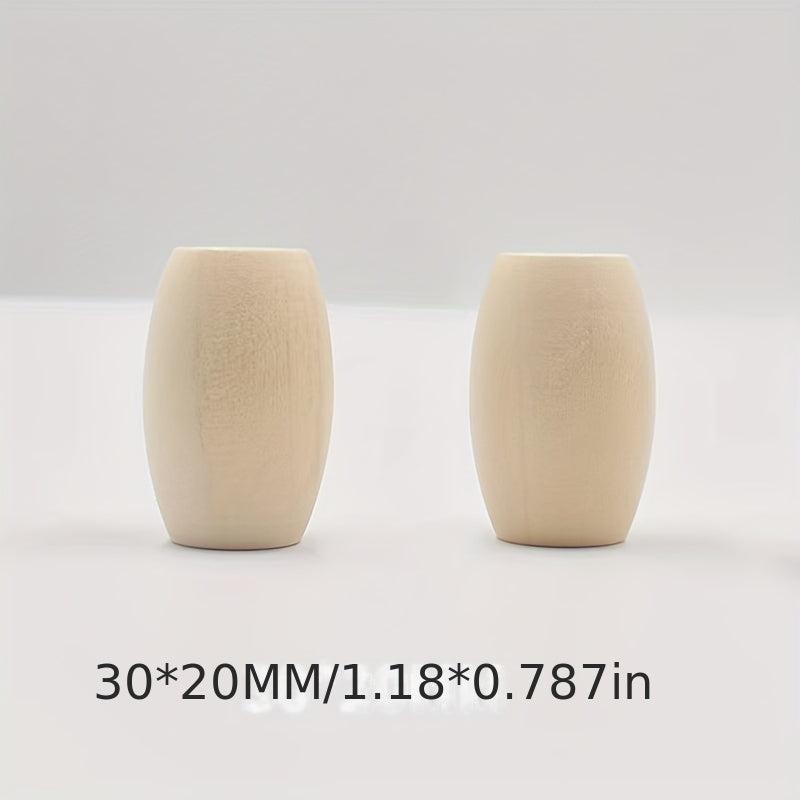 4pcs 30 20MM Natural Wood Large Hole Wooden Beads DIY Round Wood Beads
