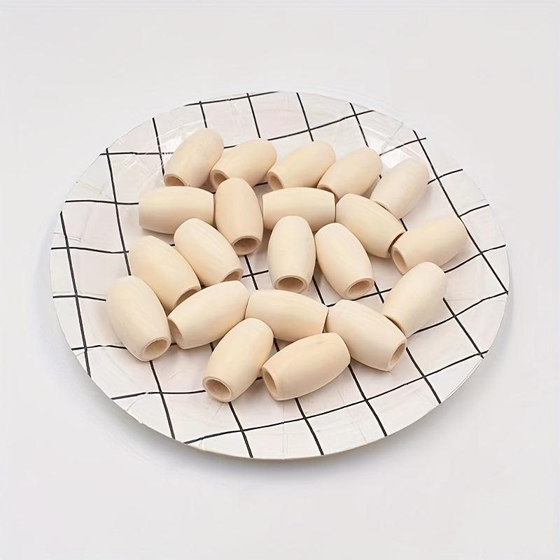 4pcs 30 20MM Natural Wood Large Hole Wooden Beads DIY Round Wood Beads