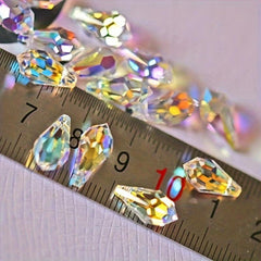 Aurora High Faux Crystal DIY Beads Water Drop Pendant Glass Loose Beads