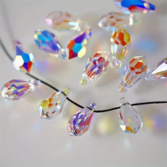 Aurora High Faux Crystal DIY Beads Water Drop Pendant Glass Loose Beads