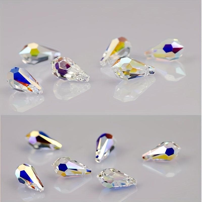 Aurora High Faux Crystal DIY Beads Water Drop Pendant Glass Loose Beads