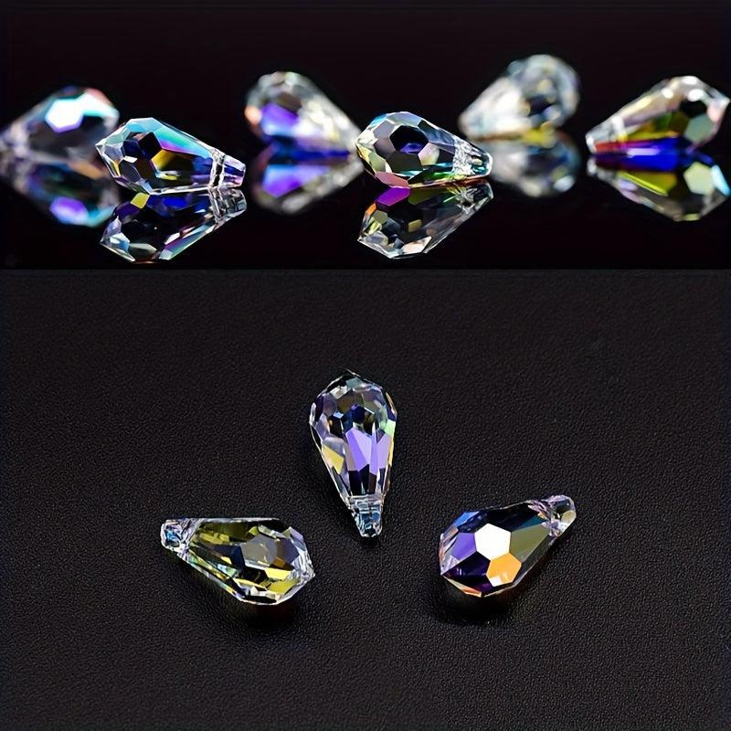 Aurora High Faux Crystal DIY Beads Water Drop Pendant Glass Loose Beads