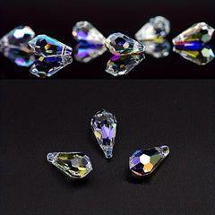 Aurora High Faux Crystal DIY Beads Water Drop Pendant Glass Loose Beads