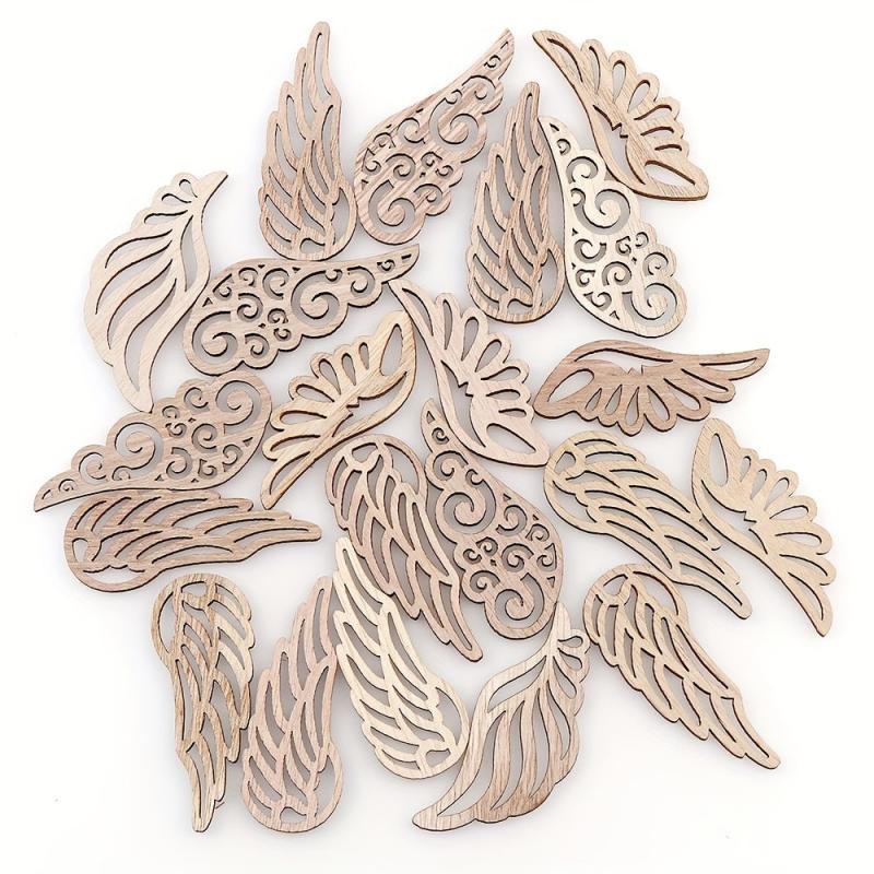 40pcs Wooden Angel Wings for DIY Painting and Decorating