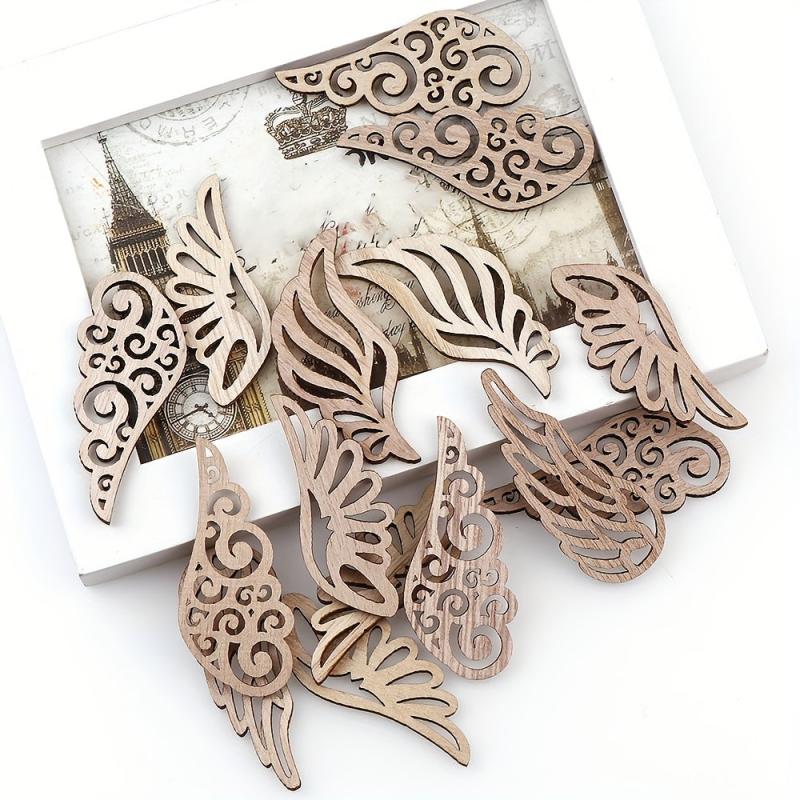 40pcs Wooden Angel Wings for DIY Painting and Decorating