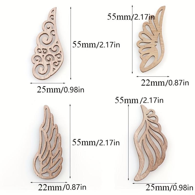 40pcs Wooden Angel Wings for DIY Painting and Decorating