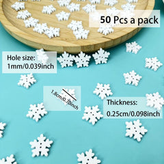 50pcs 1.07in Wooden Christmas Snowflake Buttons DIY Crafts Ornaments Home Decor