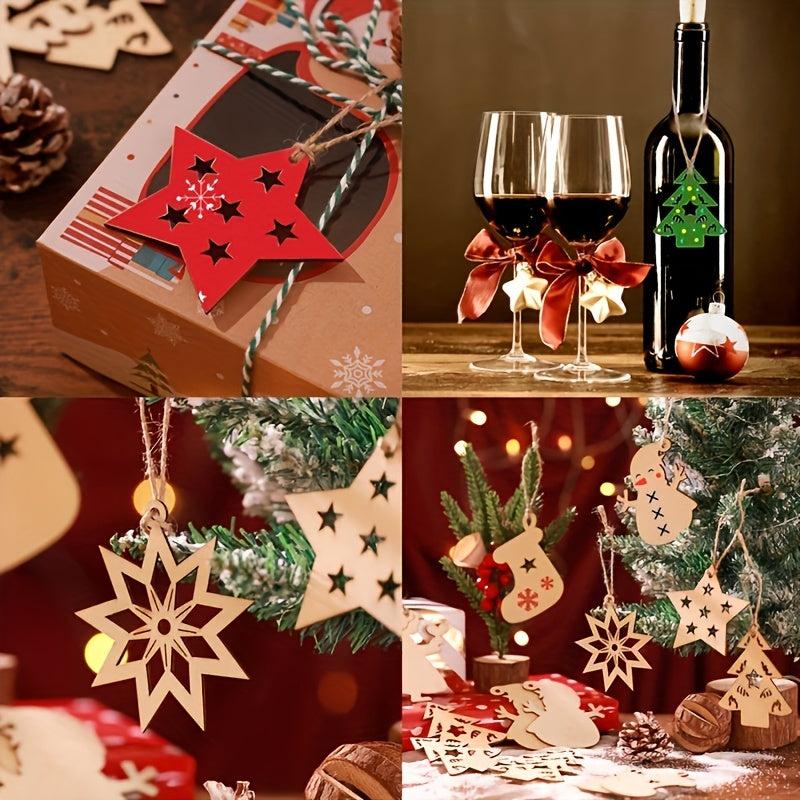 10pcs Wooden Christmas Ornaments Set for Kids Crafts & Decorations