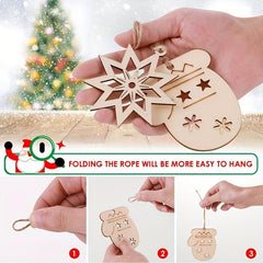 10pcs Wooden Christmas Ornaments Set for Kids Crafts & Decorations