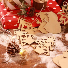 10pcs Wooden Christmas Ornaments Set for Kids Crafts & Decorations