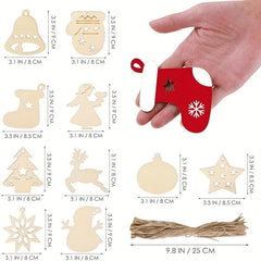 10pcs Wooden Christmas Ornaments Set for Kids Crafts & Decorations