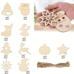 10pcs Wooden Christmas Ornaments Set for Kids Crafts & Decorations